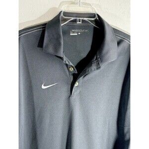 Nike Men’s Large Dri-Fit Golf Polo Shirt Gray Swoosh Lightweight Wicking